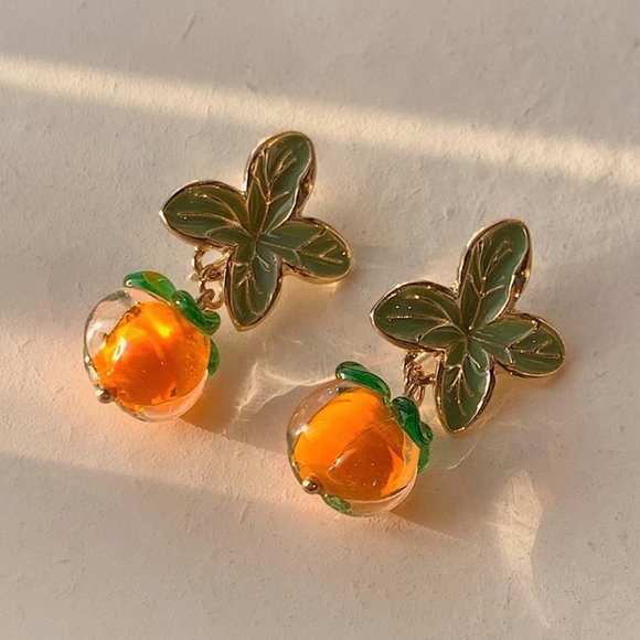 Anthropologie Jewelry - Persimmon Glass Earrings
